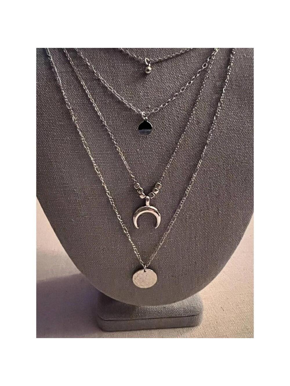 Vertical Collective lariat silver necklace NWT